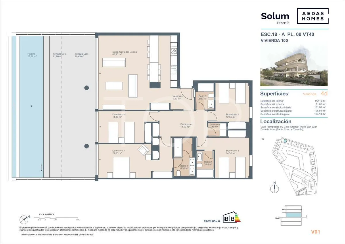Wunderschöne vier-Zimmer-Wohnung mit privatem Pool in Playa San Juan