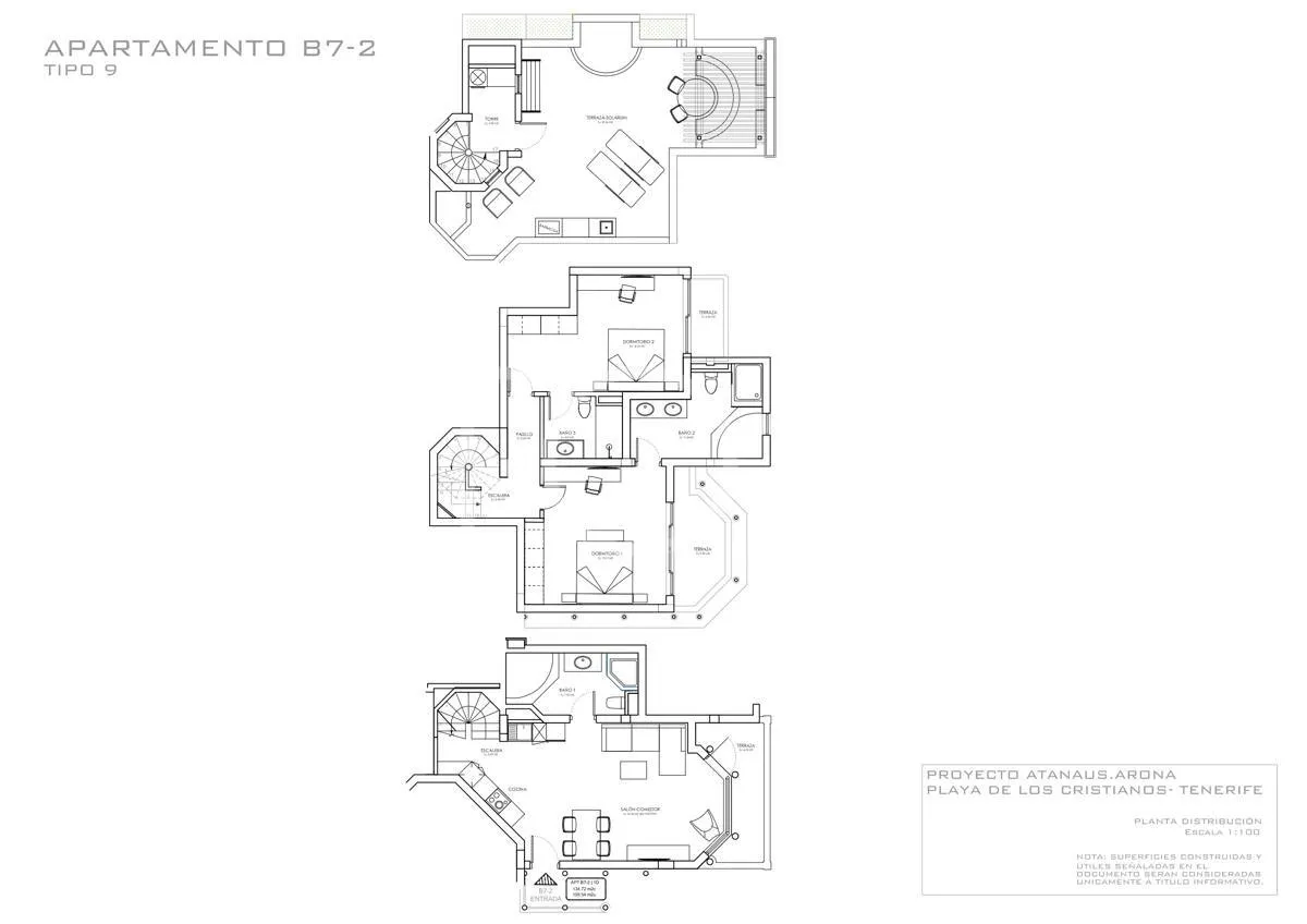 Exclusivo ático triplex de dos dormitorios con azotea privada y vistas en el corazón de Los Cristianos