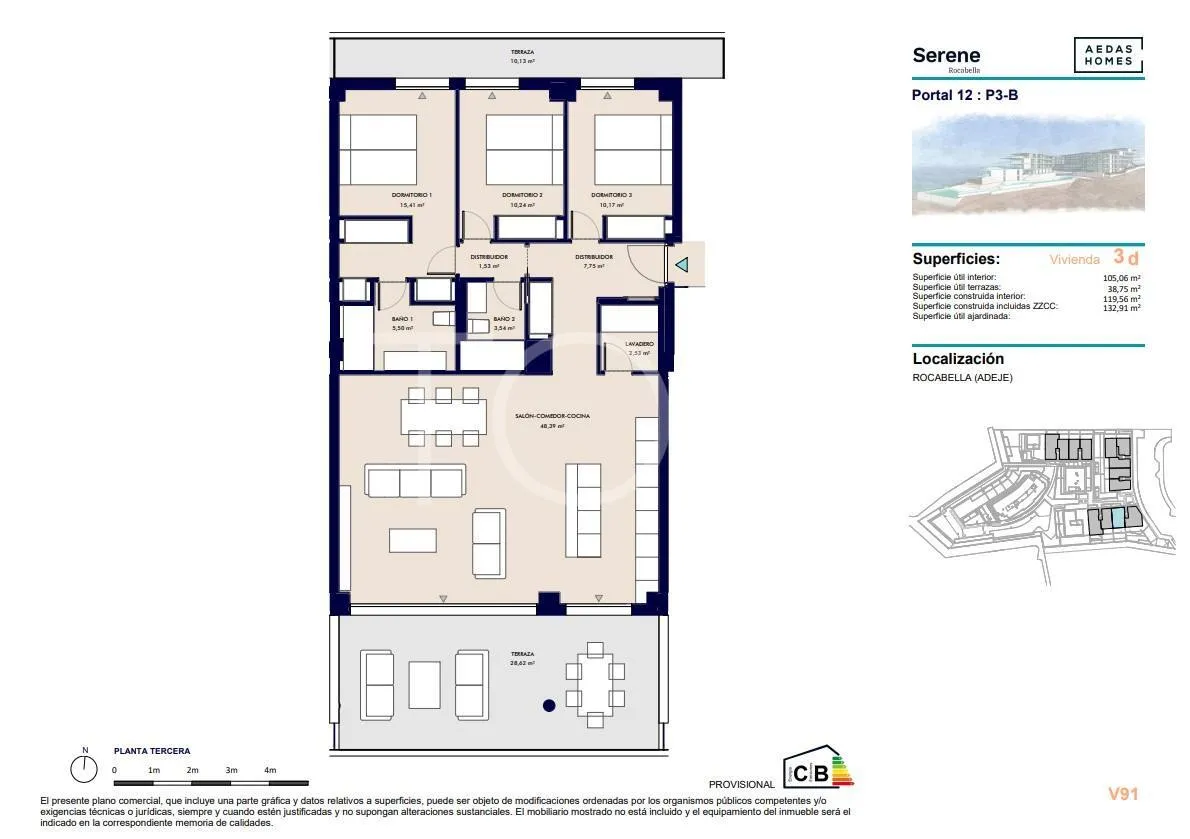 Neubauwohnung mit drei Schlafzimmern direkt am Meer in Rokabella, Costa Adeje