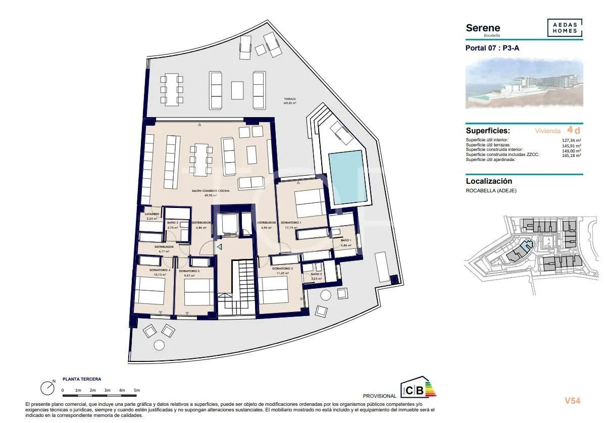 Exclusivo apartamento de cuatro dormitorios y piscina privada frente al mar en Rokabella, Costa Adeje