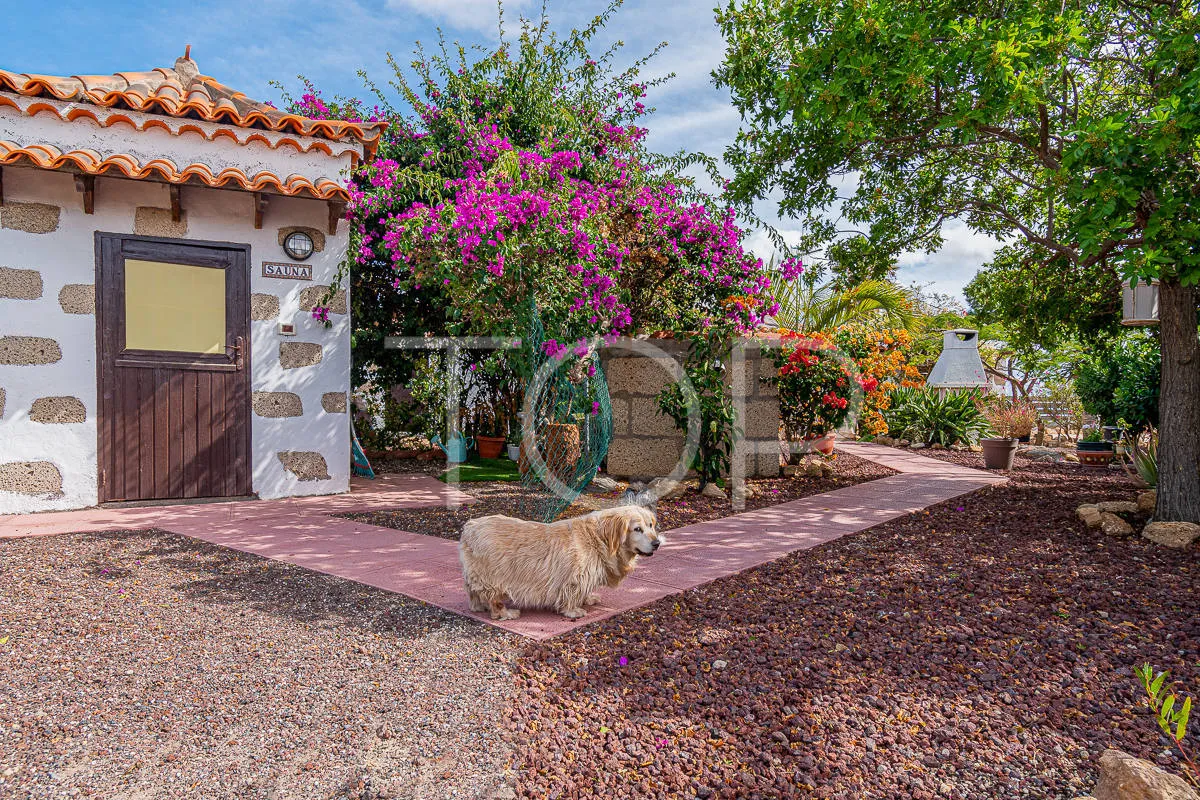 Acogedora casa canaria con vistas al mar y jardín en Granadilla de Abona